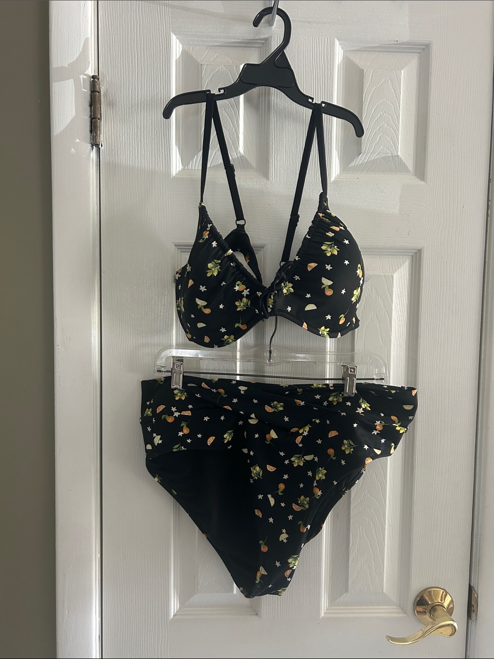 VICTORIA SECRET PINK BLACK CITRUS FLORAL 2PC BATHING SUIT SIZE XXL